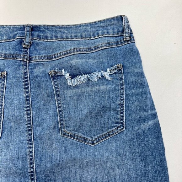 Rewash Brand Womens Vintage Reunion Jean Skirt Blue Mini Distressed Juniors 11 - Picture 8 of 10